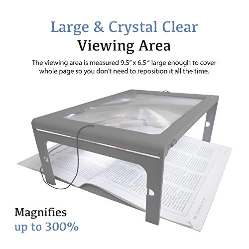 MagniPros 3X Large Full Page Magnifier with 12 LED Lights, Foldable Flip-Out Legs, Dual Power Supply Modes- Ideal for Hands Free Reading, Low Vision, Seniors with Aging Eyes