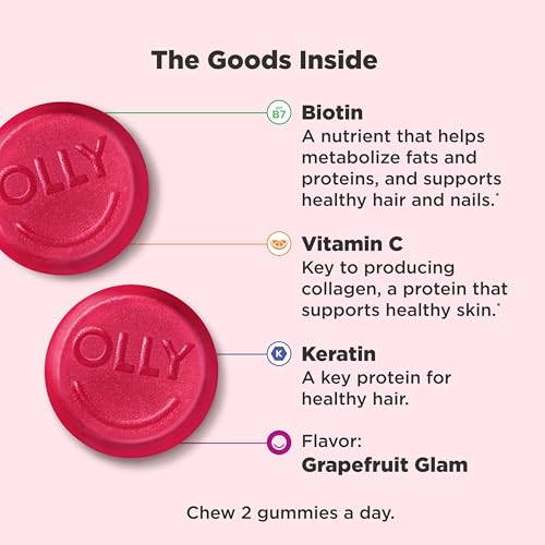 Undeniable Beauty Gummy, For Hair, Skin, Nails, Biotin, Vitamin C, Keratin, Chewable Supplement, Grapefruit, 30 Day Supply - 60 Count
