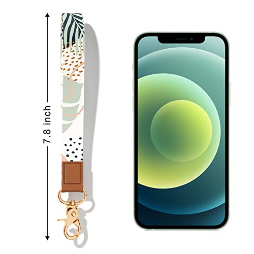 Wrist Lanyard Key Chain, Cute Wristlet Strap Keychain Holder for Women Men Keys ID Badges Phone Airpods, Green Boho