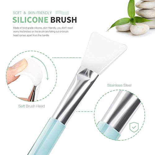 Teenitor Facial Mask Mixing Bowl Set, DIY Facemask Mixing Tool Kit with Silicon Face Mask Brush Facial Mask Bowl Stick Spatula Gauges Puff, Pack of 8, Green