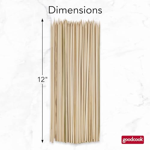 Everyday 12-Inch Bamboo Skewers, 100-Count, Wooden Skewers for Grilling, Shish Kabob, BBQ, and Kebabs, Durable Single-Point Ends, Versatile Skewer Sticks for Cooking and Crafts