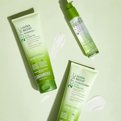 2chic Ultra-Moist Shampoo - Avocado &amp; Olive Oil, Creamy Hydration Formula, Enriched with Aloe Vera, Shea Butter, Botanical Extracts, No Parabens, Color Safe - 8.5 fl oz