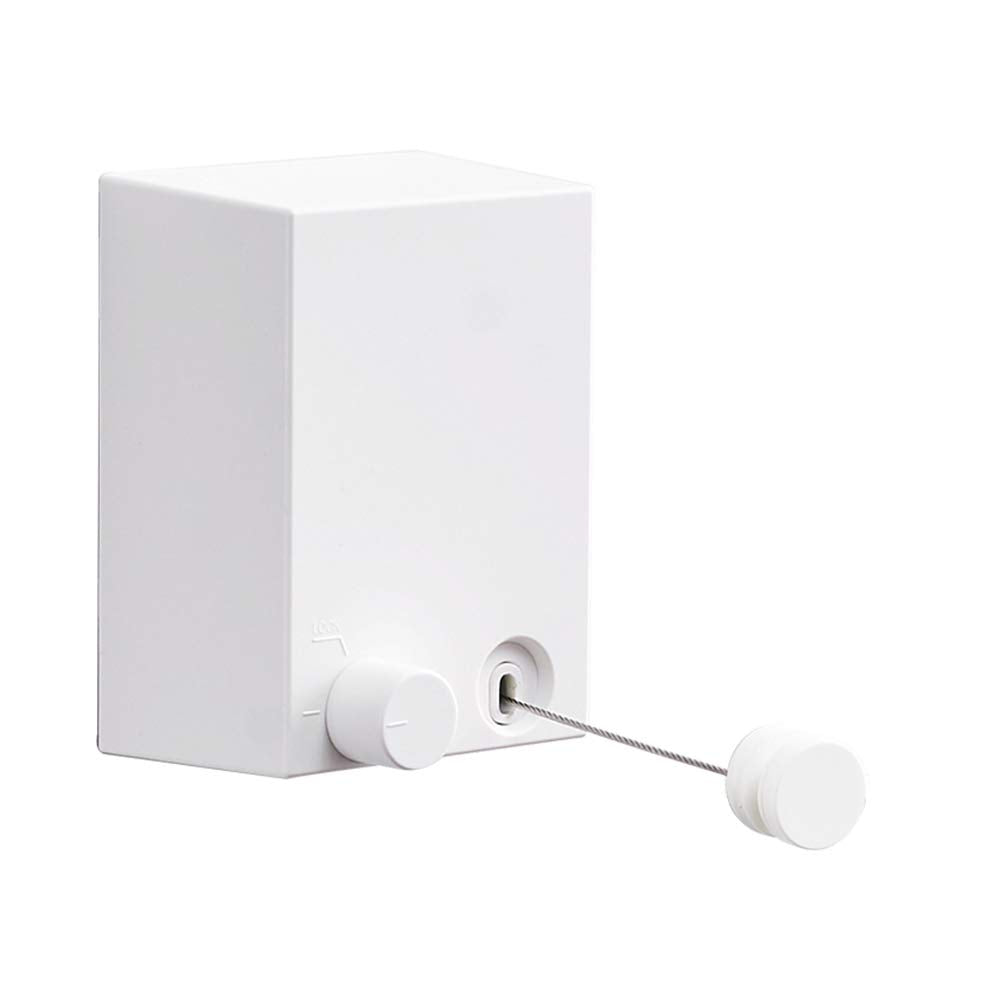 Retractable Clothesline ABS case+Aluminum Dryer with Adjustable Stainless Steel Rope String Hotel Style Heavy Duty, Drill Free &amp; Wall Mounted Method, 13.8 Feets,White