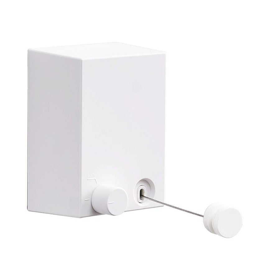 Retractable Clothesline ABS case+Aluminum Dryer with Adjustable Stainless Steel Rope String Hotel Style Heavy Duty, Drill Free & Wall Mounted Method, 13.8 Feets,White