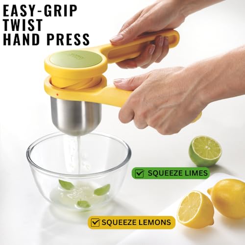Helix Citrus Press Juicer, Ergonomic Twist action hand press, lemon/lime squeezer, BPA free - Yellow