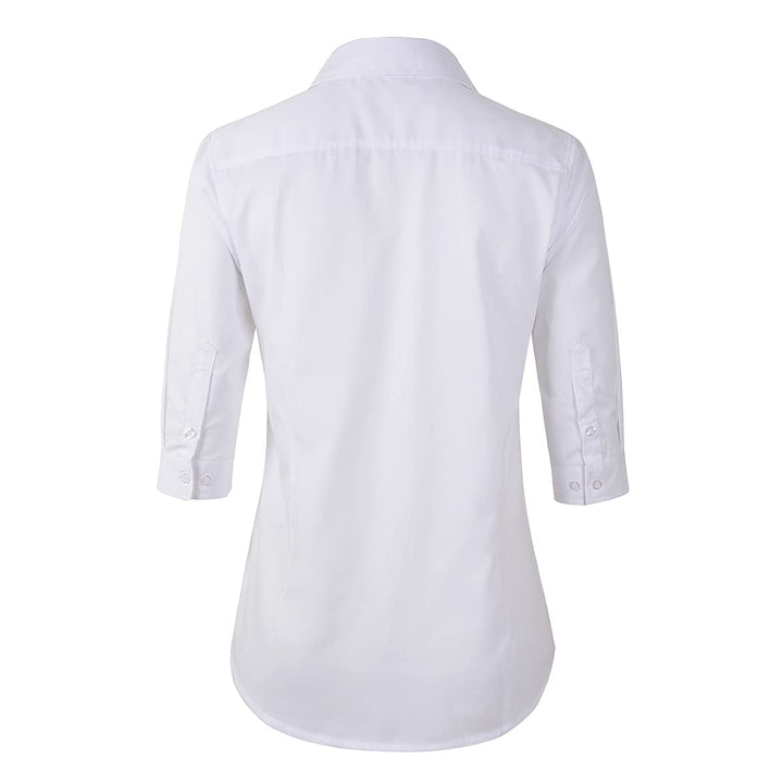 Beninos Women's 3/4 Sleeve Formal Work Wear White Button Down Shirt (226 White S)