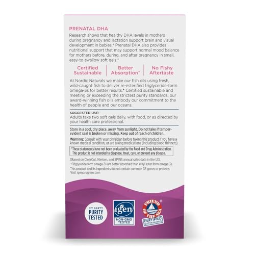 Prenatal DHA, Unflavored - 90 Soft Gels - 830 mg Omega-3 + 400 IU Vitamin D3 - Supports Brain Development in Babies During Pregnancy &amp; Lactation - Non-GMO - 45 Servings