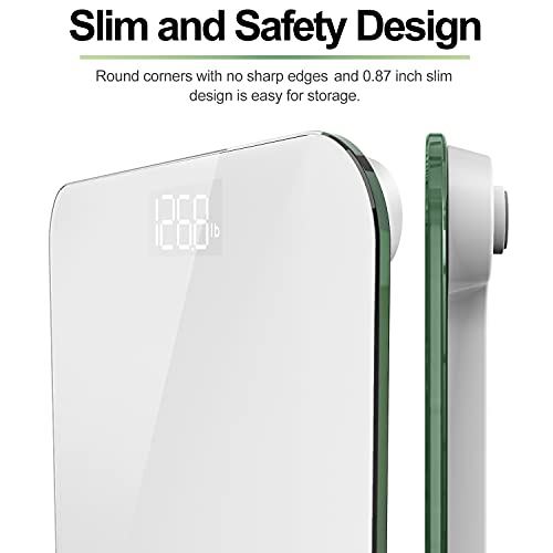 Digital Bathroom Scale, Highly Accurate Body Weight Scale with Lighted LED Display, Round Corner Design, 400 lb, White - Core 1S