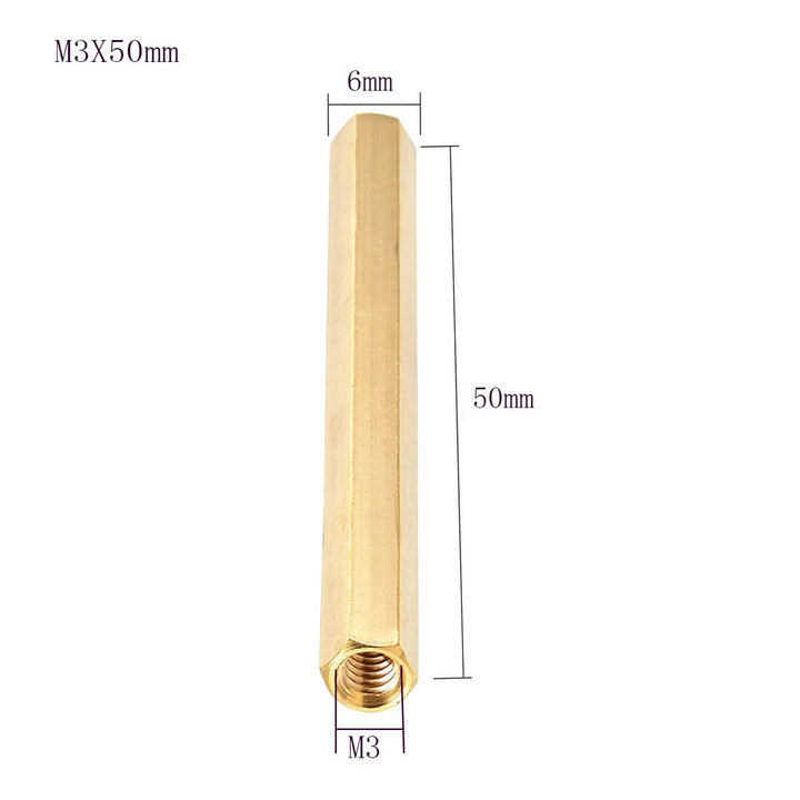 Female to Female Thread Spacer Screws Brass Hex Standoff M3 x 50mm PCB Pillar for Drone Quadcopter, Computer &amp; Circuit Board, Pack of 20