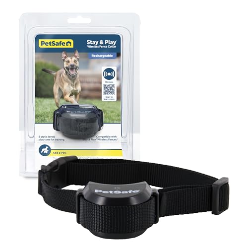 Stay & Play Pet Fence Wireless, Dog Fence Collar Rechargeable Receiver Collar, Waterproof Design, Compatible with All Wireless Fences, Invisible Wireless System (Black)