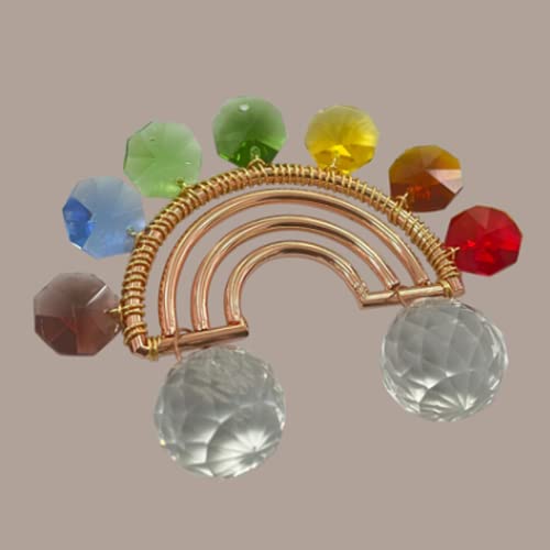 Naturemama K9 Crystal suncatcher Rainbow Maker Hanging Prism Ornament Pendant Home Garden Car Decoration 6Pack Gift Kit Sun Catchers Indoor Window (Gold)