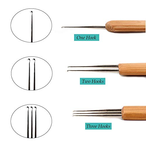 Dread Tool Dreadlock Crochet Needle Hooks for Hair Dreadlocks 4pcs/set 0.5mm 0.75mm Small Triple Crochet Hooks for Locs Locking Tool for Braid Craft (1Hook, 2Hook, 3Hook)