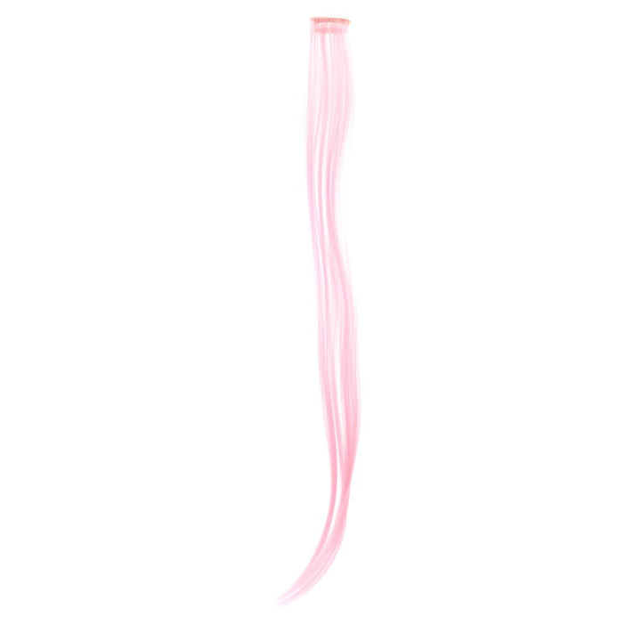 Pink : 12 Pcs Straight One Color Party Highlights Clip on in Hair Extensions Colored Hair Streak Synthetic Hairpieces (Pink)