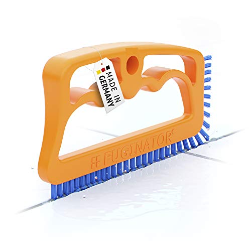 Scrub Brush for Tile and Grout: Stiff Nylon Bristle Scrubbing Brush - Bathtub and Shower Scrubber for Floor Joints and Tile Seams - Cleaning Brush (Orange/Blue)