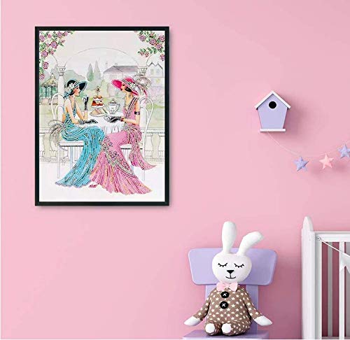 5D DIY Diamond Painting Kits for Adults Special Shape Diamond Partial Drill Noble Lady Embroidery Cross Stitch Crystal Rhinestone Paintings Diamond Art Kits for Home Wall Decor Gift(12x16)