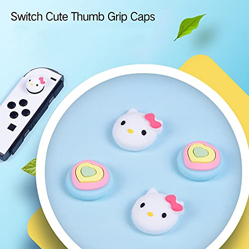 Cute Switch Thumb Grip Caps Compatible with Nintendo Switch OLED/Lite Console, Kawaii Soft Silicone Analog Stick Button Cover for Ns Joycon Controller,4PCS Anime Joystick Caps (Kitty)