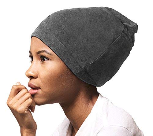 Gray: Satin Lined Jersey Beanie, Gray