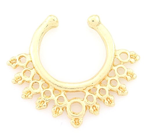 Aoyoho 8pcs Fake Septum Clicker Nose Hoop Ring Non Piercing Clip