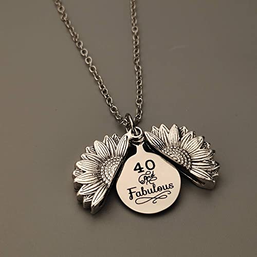 40th Birthday Gifts Sunflower Necklaces for Women 40 and Fabulous Pendant Neckelace for 40 Year Old Woman Birthday Gift for Sister Mom Wife 40 Yrs Old Birthday Gifts
