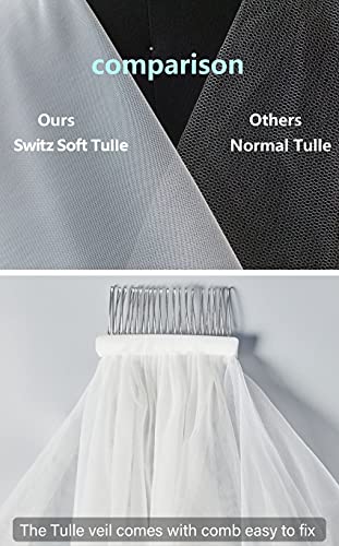 BEAUTELICATE Bridal Wedding 2 Tiers Long Cathedra Veil 