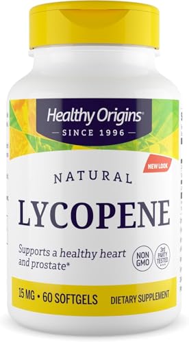 Lycopene 15 mg (Natural, Non-GMO, Gluten Free, Skin Support, Prostate Support), 60 Softgels