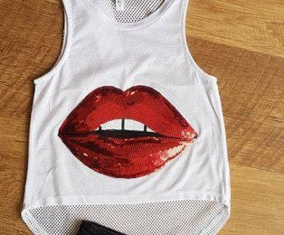 Special100% 2 PC Large Red Lips Patches,Iron On Patches Or Sew on for Clothing Glitter Sequin Embroidered, Red Sequins Lip Patch DIY Motif Embroidered Applique Craft
