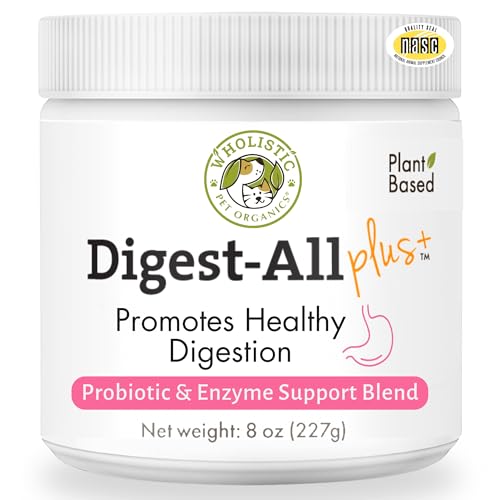Wholistic Digest-All Plus Probiotics for Dogs with Digestive Enzymes - 8 Oz - Cat Probiotics for Digestive Health - Dog Probiotics for Digestive Health Supplement Powder for Homemade Food