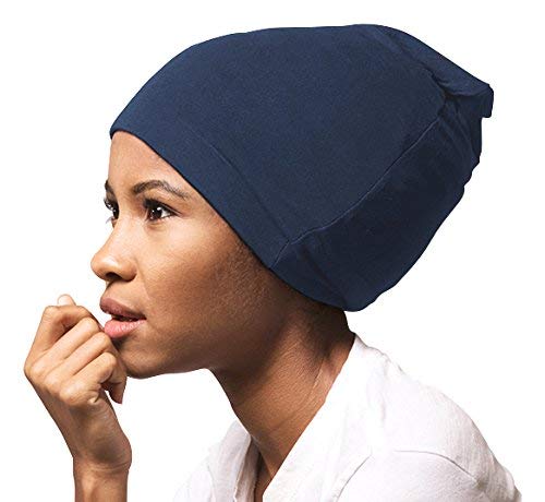Satin Lined Jersey Beanie, Navy