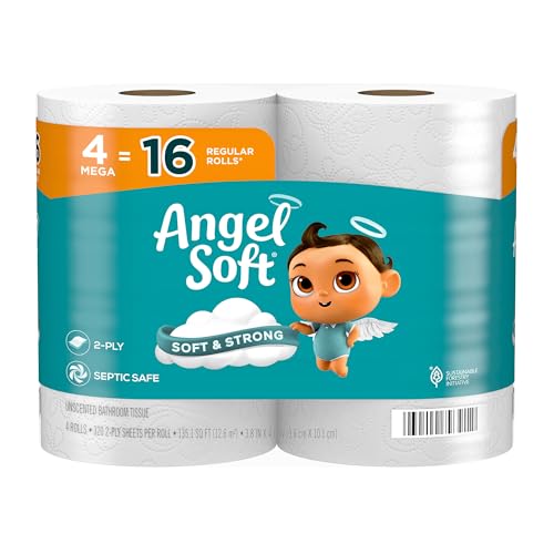 Angel Soft Toilet Paper, 4 Mega Rolls = 16 Regular Roll