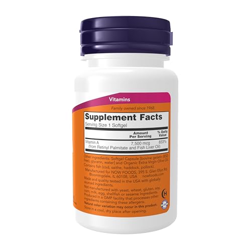 NOW Supplements, Vitamin A (Fish Liver Oil) 25,000 IU, 