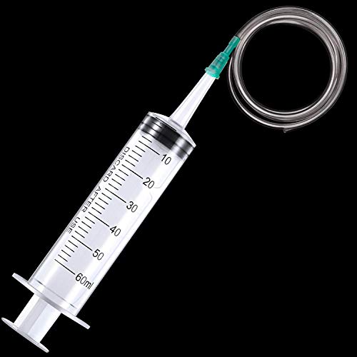 Large Plastic Syringe with Tube 60ml Syringe 20ml Syringe with 13inch Tubing for Scientific Labs, Measuring, Watering, Refilling, Filtration, Feeding Pets, Oil or Glue Applicator, 4pcs