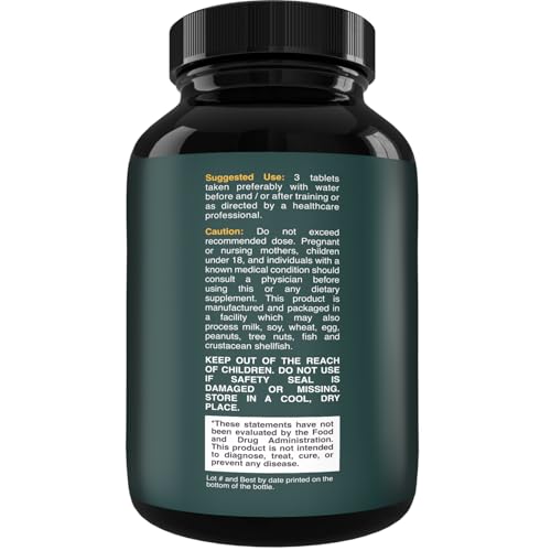 BCAA Branched Chain Amino Acids Supplement Natural Muscle Builder Pure Energy Booster and Workout Exercise Support for Men and Women Boost Recovery L-Leucine L-Valine 60 Tablets - 20 Servings