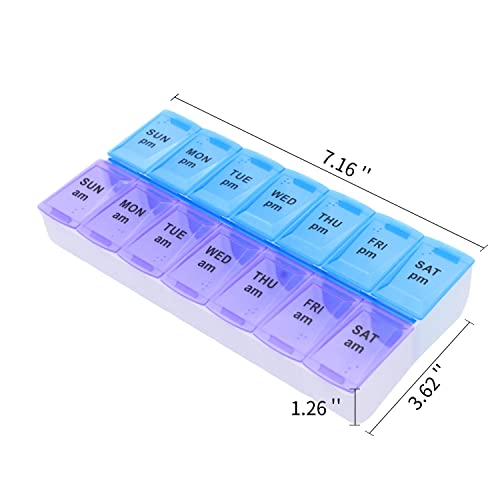 7 Day Weekly Pill AM PM Organizer, ShysTech Large Pill 