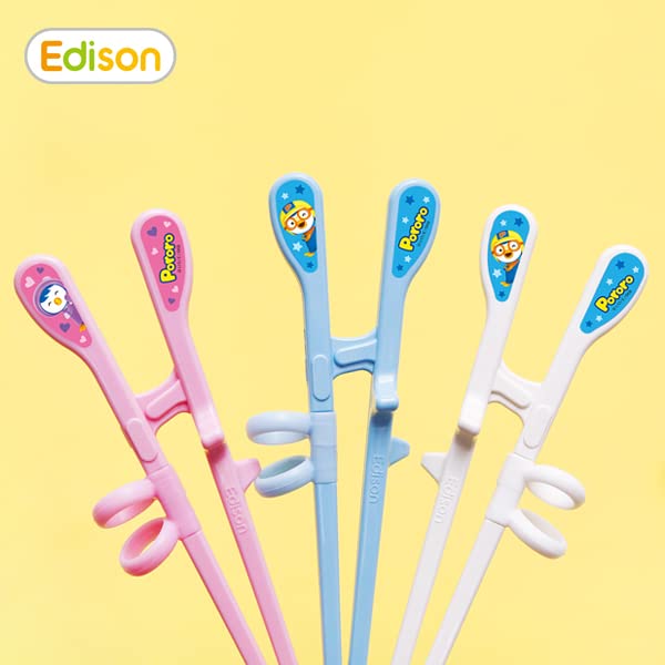 Pororo Training Chopsticks for Left Handed Children 2nd Step, Easy Chopsticks, Practice Brain, Beginner (1 Pcs) / Made in Korea