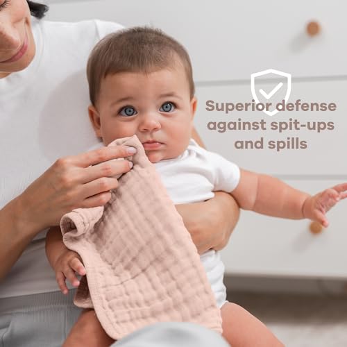 Comfy Cubs Muslin Burp Cloths 20 x 10, Pack of 10 - Large, 6-Layer, Ultra Absorbent 100% Cotton for Baby Drool and Messes - Soft, Safe & Gentle Baby Burp Cloths for Boys & Girls - Multi