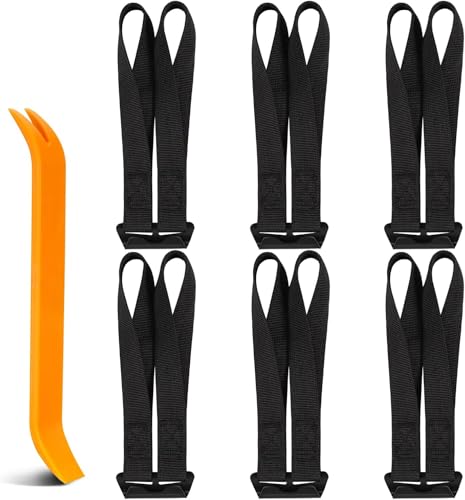 Cargo Tie Down Door Hook Straps, Two Loops Roof Rack Straps Kits Universal for Car Roof Bag, 6 Straps Compatible with Most Car Top Luggage, Waterproof, More Solid, Registered Patent