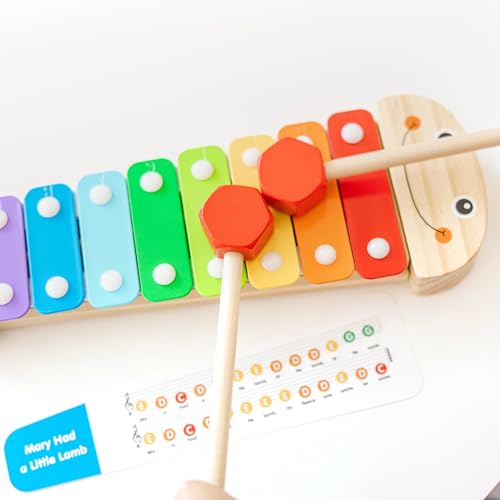 Melissa & Doug Caterpillar Xylophone Musical Toy With Wooden Mallets 15.25 x 6.5 x 1.5 - For Toddlers,Ages 3+,Blue