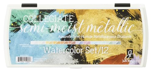 Set of 12 Semi Moist Collegiate Metallic Watercolor