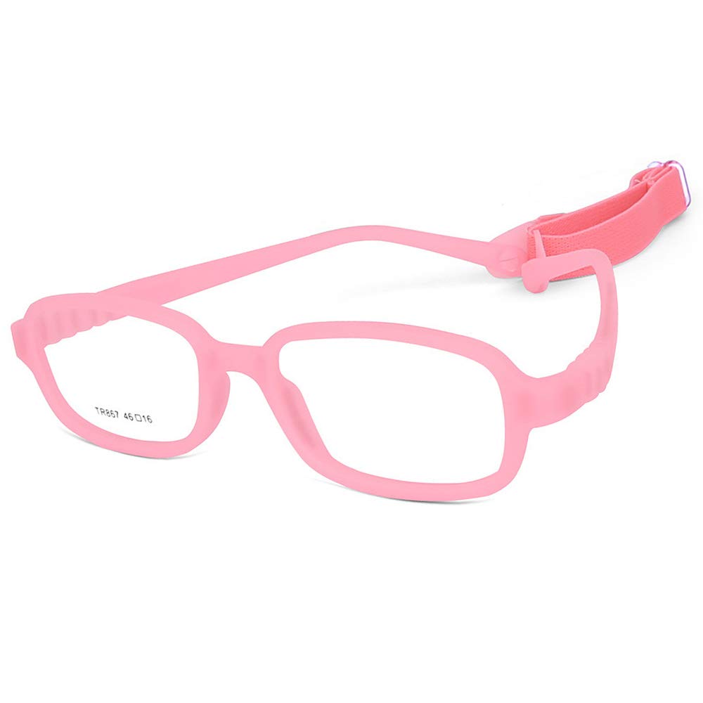 Children Optical Glasses Frame TR90 Flexible Bendable One-piece Safe Eyeglasses Girls Boys Square Pink