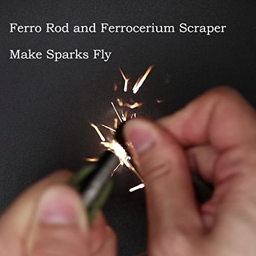 PSKOOK Fire Starter Necklace, Survival Paracord Necklac