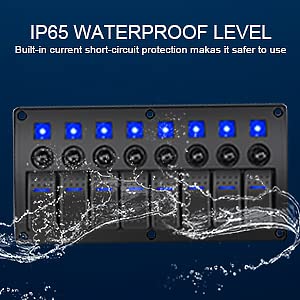 Waterproof Toggle Switch Panel 8 Gang Rocker Switch Pan