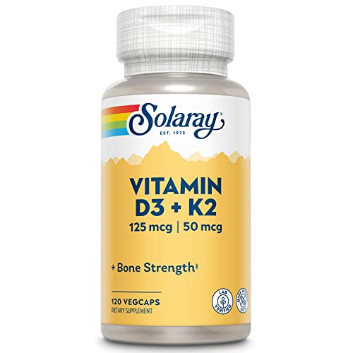 Vitamin D3 K2 - Bone Health and Immune Support Supplement - With 5000 IU Vitamin D as Vit D3 and 50 mcg Vitamin K2 as Menoquinone MK7, Made Without Soy, 60-Day Guarantee, 120 Serv, 120 VegCaps