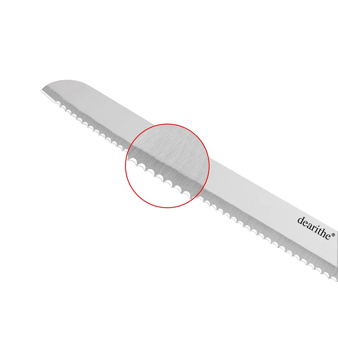 Serrated-Bread Knife 10 Inch, Black Full-Tang and Triple Rivet Stainless Sharp Wavy Edge Wide Bread Cutter, Professional for Slicing Homemade Bread, Bagels, Cake, Dishwasher Safe