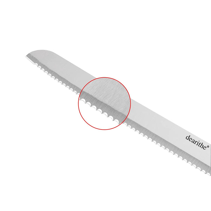 Serrated-Bread Knife 10 Inch, Black Full-Tang and Triple Rivet Stainless Sharp Wavy Edge Wide Bread Cutter, Professional for Slicing Homemade Bread, Bagels, Cake, Dishwasher Safe