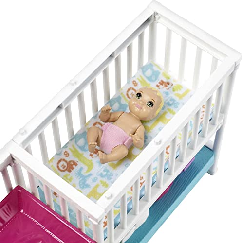 Skipper Babysitters Inc Dolls &amp; Playset, Nap &#39;n Nurture Nursery, Skipper Doll, Baby Doll, Crib &amp; 10+ Accessories, Working Toy Bouncer