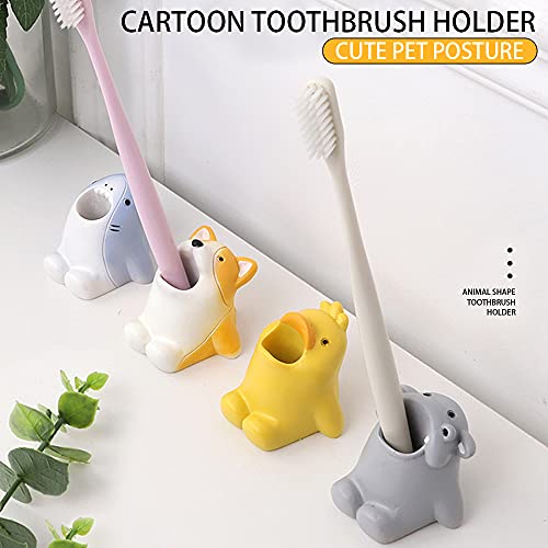 Cute Cartoon Toothbrush Holder for Kids, Fun Resin Pen Pencil Holder, Mini Animal Single Tooth Brush Stand, Creative Bathroom Organizer Storage for Vanity Countertop, Office (Shark)