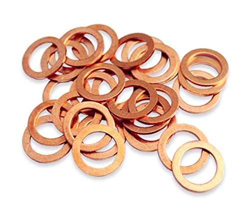 LUOQIUFA M16x22x1mm Copper Crush Washer Flat Ring Seal Gasket Fitting M16(25Pcs)
