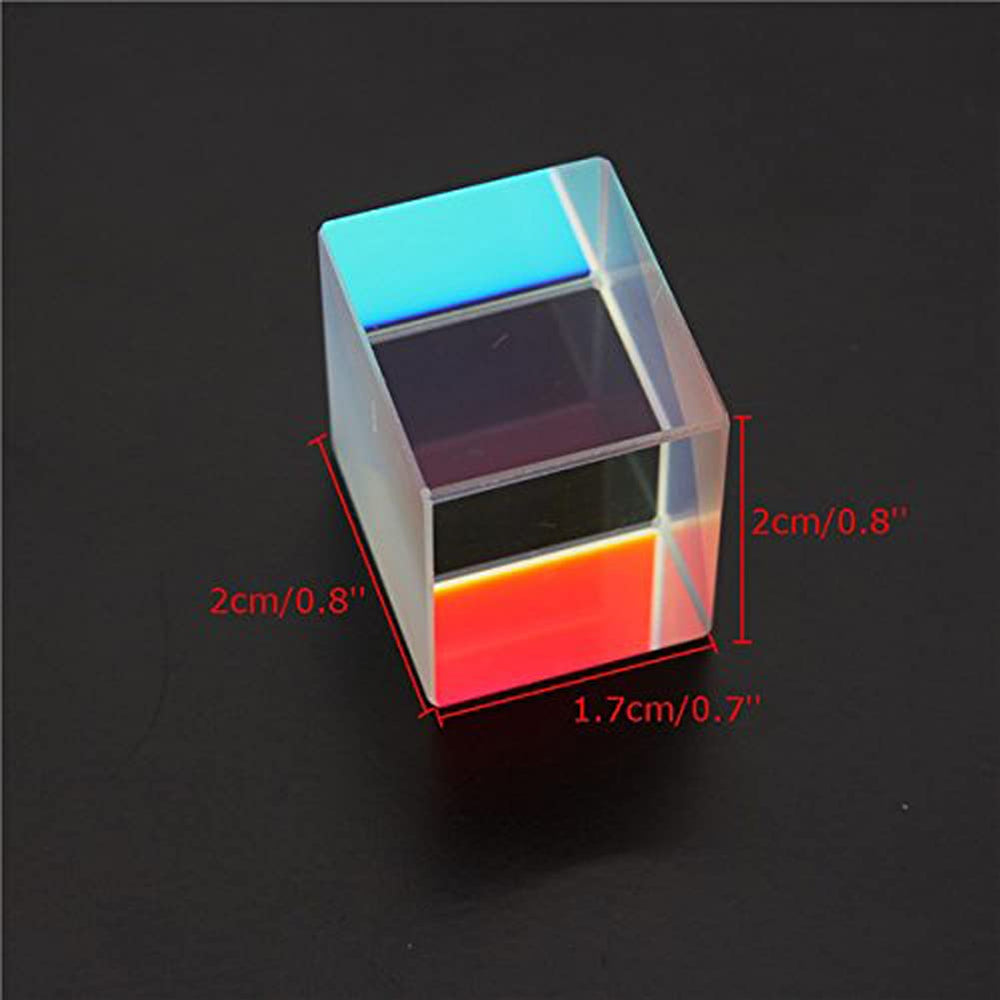 1Pcs 2x2x1.7cm Optical Glass RGB Dispersion Prism X-Cube for Physics Teach Decoration Art