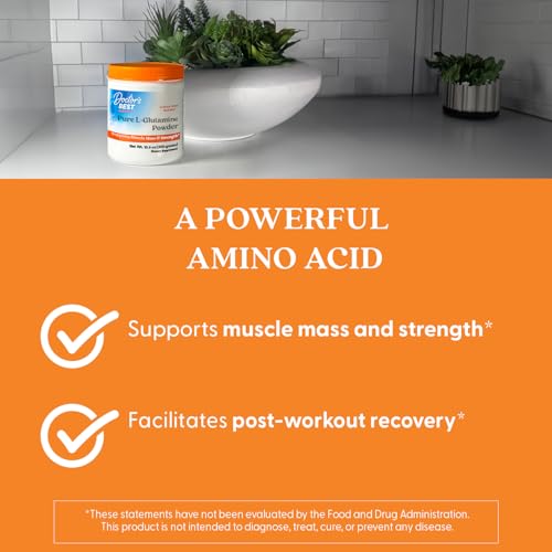 Doctors Best Pure L-Glutamine Powder, Supports Muscle Mass &amp; Strength, Non-GMO, Gluten Free, Soy Free, Vegan Net Wt. 10.6 oz (300 Grams)