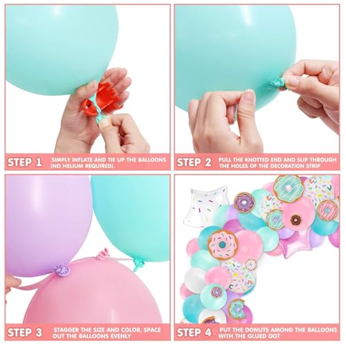 Levfla 100 PCS Donut Balloons Garland Pastel Decoration